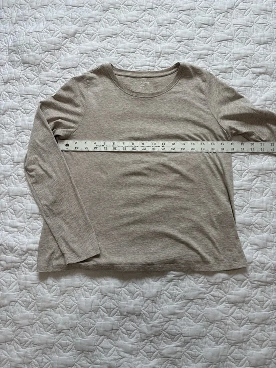 Eileen Fisher Long Sleeve Tee in Light Heathered Taupe - Picture 3 of 6